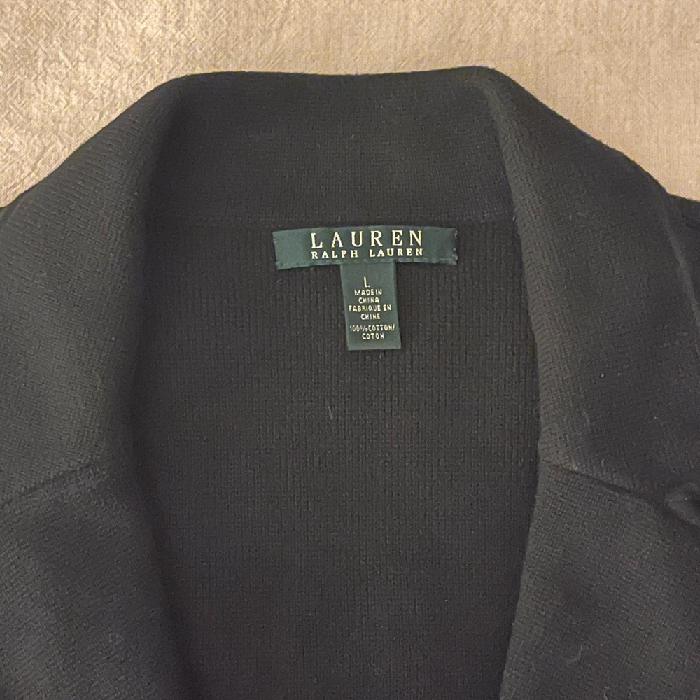 Lauren Ralph Lauren Women’s Navy Blazer Knit  Cotton Size L Preppy Versatile - Picture 4 of 4